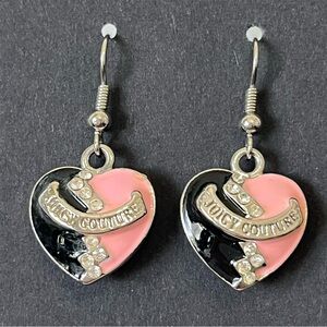 Vintage Juicy Couture Pink Black Hearts Earrings